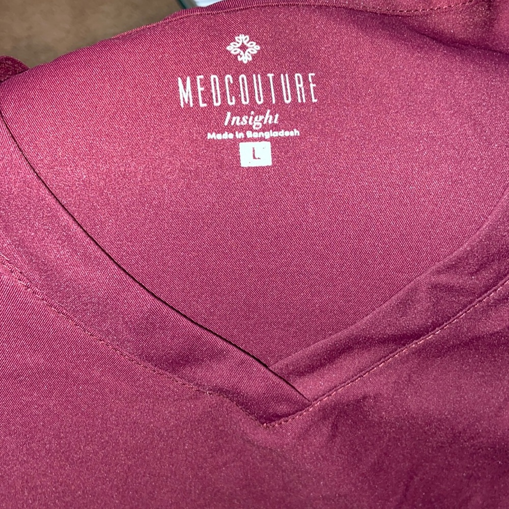 Wine Color- Med Couture Scrub Set (Top & Pants)